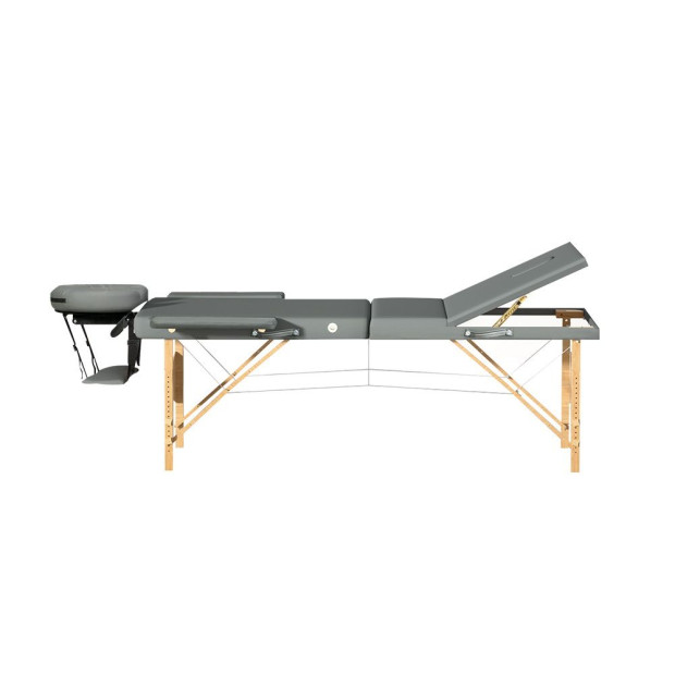 Massage Table Wooden Bed Portable 3 Fold Therapy Waxing 75cm Grey Image 3