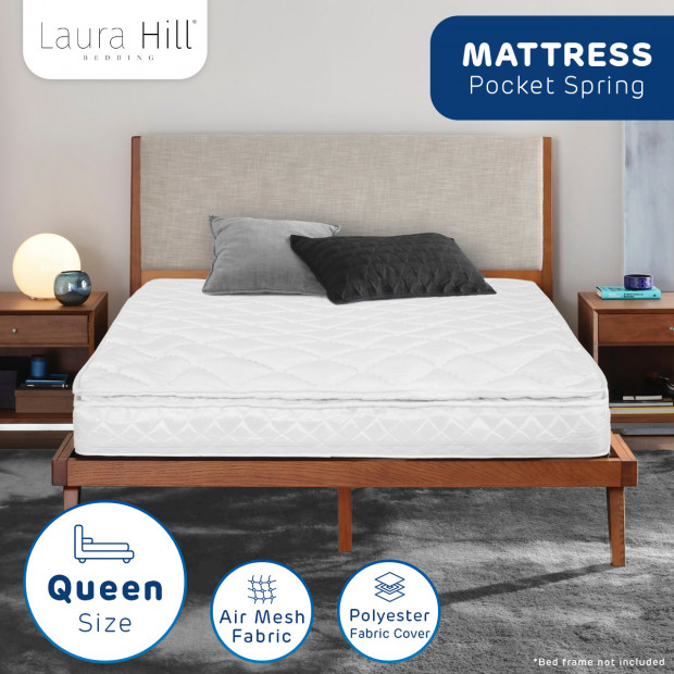 Pillow Top Pocket Spring Queen Mattress - 22cm