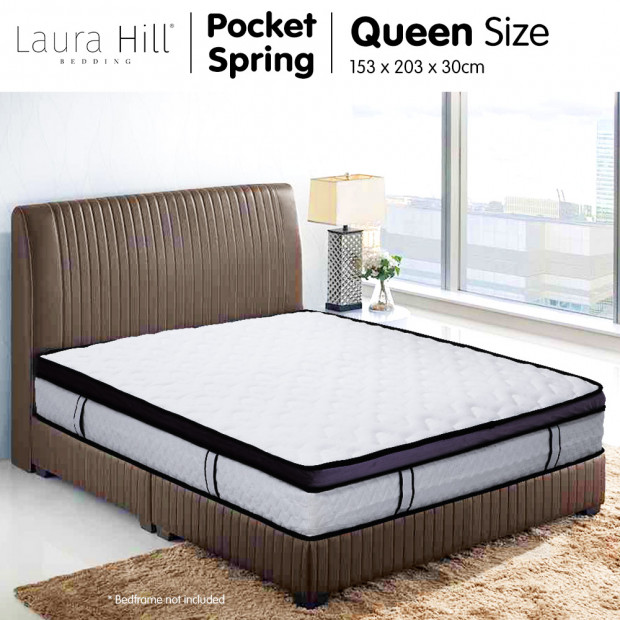 Euro Top Spring Pocket Mattress Queen - 30cm