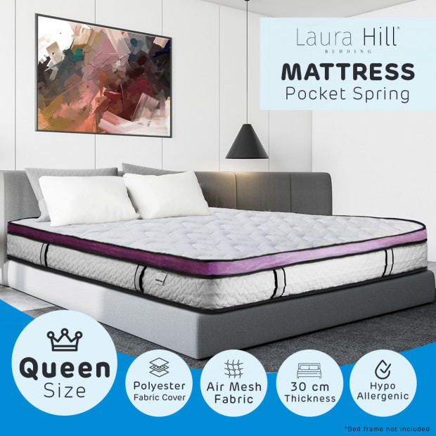 Euro Top Spring Pocket Mattress Queen - 30cm