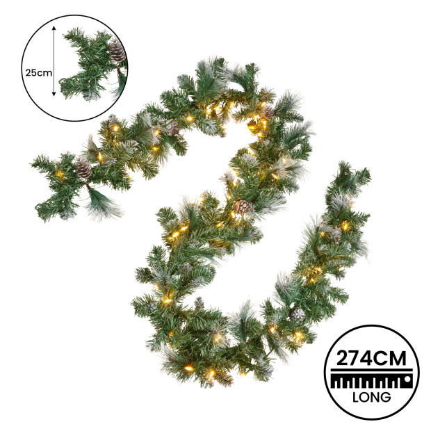 National Tree Company 274cm Prelit Christmas Garland - Bayville Pine Image 4