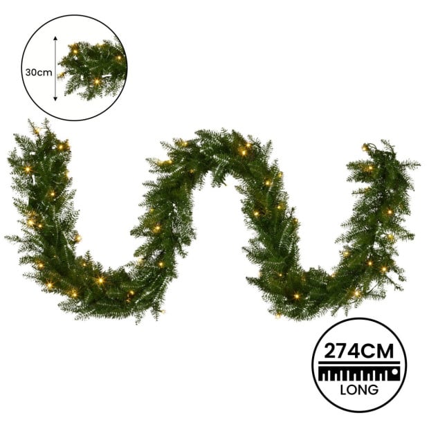 National Tree Company 274cm Prelit Christmas Garland - Dunhill Shimmer Fir Image 4