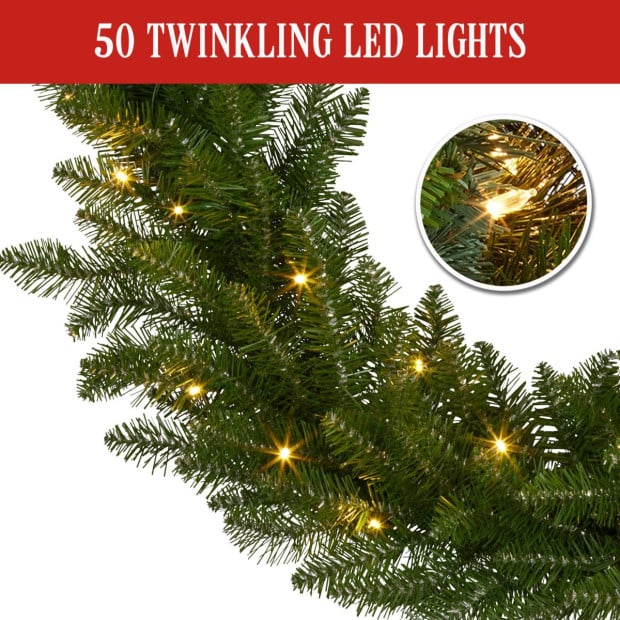 National Tree Company 274cm Prelit Christmas Garland - Dunhill Shimmer Fir Image 6