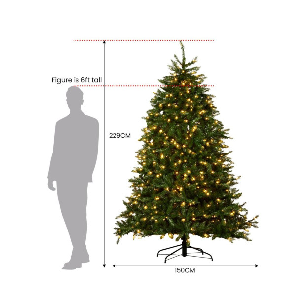 National Tree Company 2.3m Dunhill Shimmer Fir Pre-Lit Christmas Tree Image 4