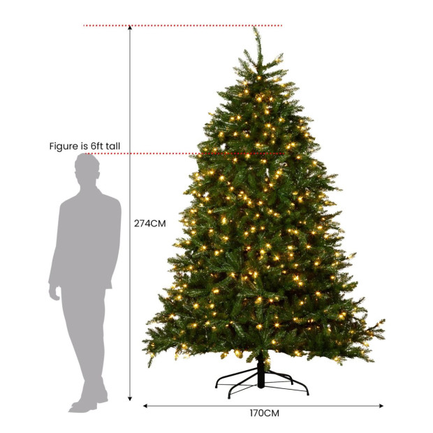 National Tree Company 2.7m Dunhill Shimmer Fir Pre-Lit Christmas Tree Image 4