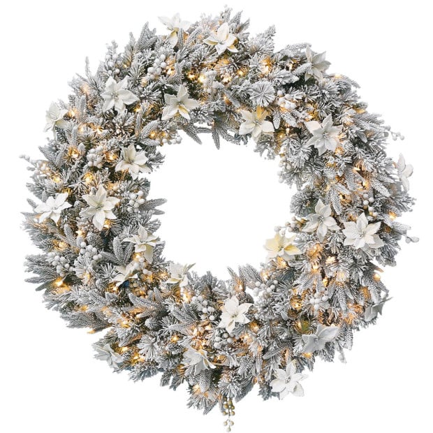 National Tree Company Frosted Colonial Pre-Lit Christmas Wreath - 122cm Image 2