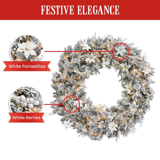 National Tree Company Frosted Colonial Pre-Lit Christmas Wreath - 122cm Image 6