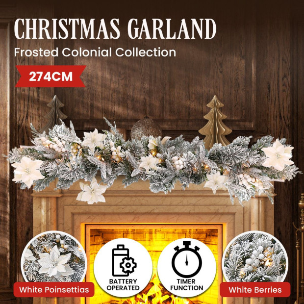 National Tree Company Frosted Colonial Christmas Garland - 274cm