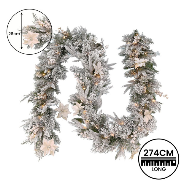 National Tree Company Frosted Colonial Christmas Garland - 274cm Image 4