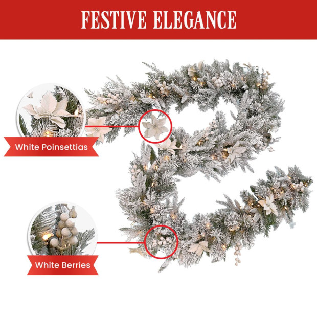 National Tree Company Frosted Colonial Christmas Garland - 274cm Image 6