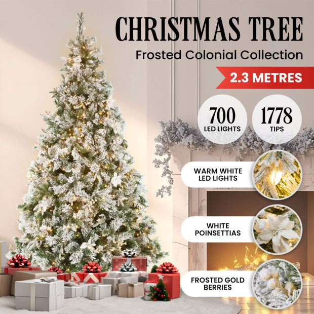 National Tree Company 2.3m Frosted Colonial Prelit Christmas Tree