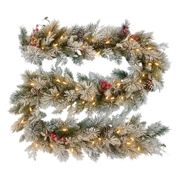National Tree Company Snowy Bedford Christmas Garland - 274cm Image 3