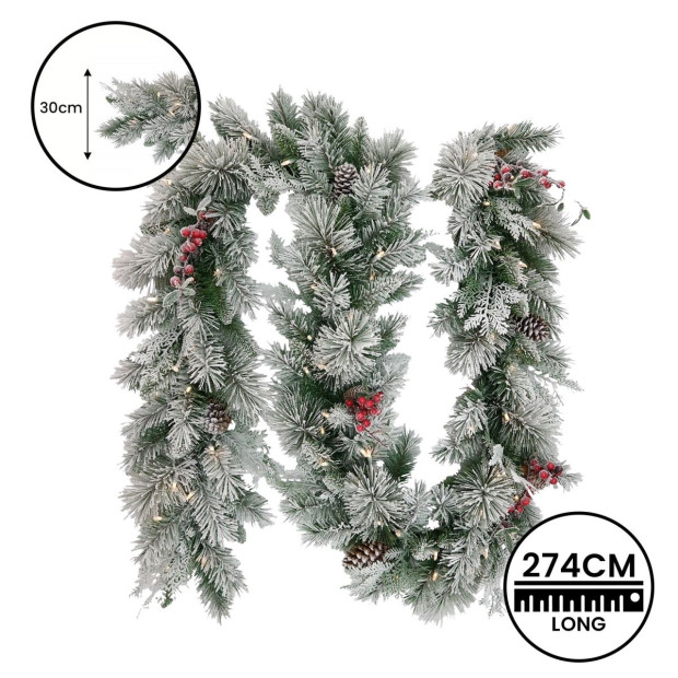 National Tree Company Snowy Bedford Christmas Garland - 274cm Image 5