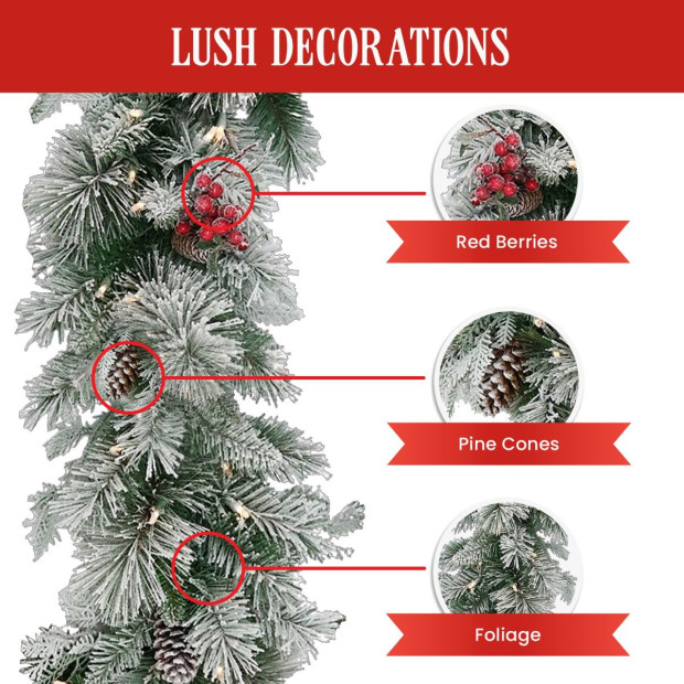 National Tree Company Snowy Bedford Christmas Garland - 274cm Image 6