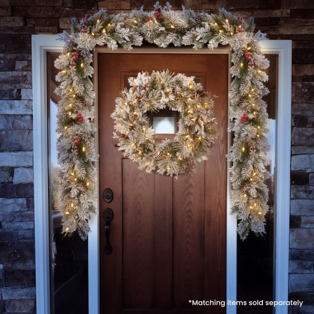 National Tree Company Snowy Bedford Christmas Garland - 274cm Image 8