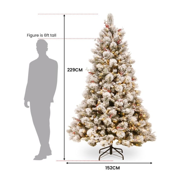 7.5foot 229cm Snowy Bedford Christmas Tree 1012 tips 800 LED Lights Image 4