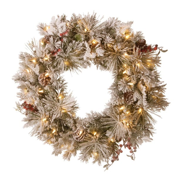 National Tree Company Snowy Bedford Christmas Wreath - 61cm Image 3