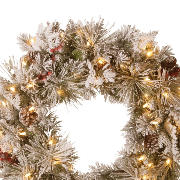 National Tree Company Snowy Bedford Christmas Wreath - 61cm Image 5