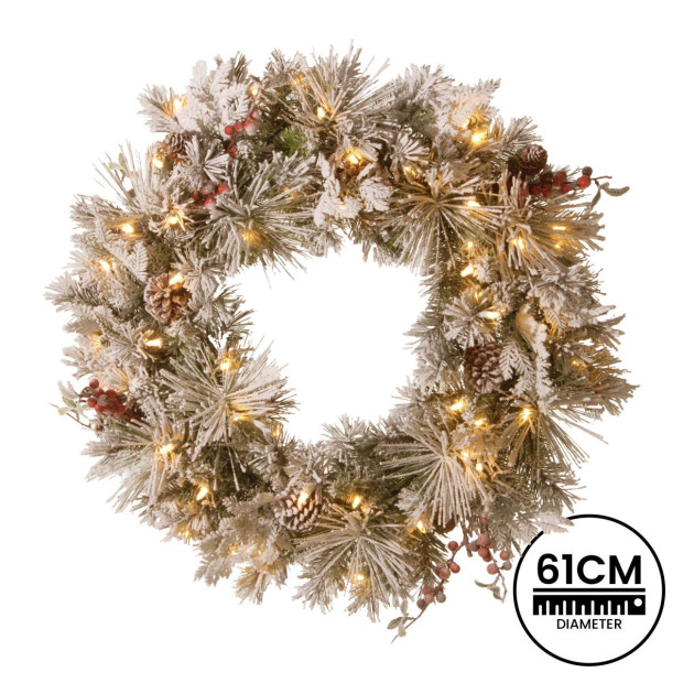 National Tree Company Snowy Bedford Christmas Wreath - 61cm Image 4