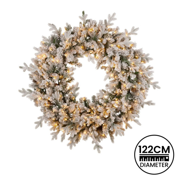National Tree Company Snowy Dorchester Pre-Lit Christmas Wreath - 122cm Image 4