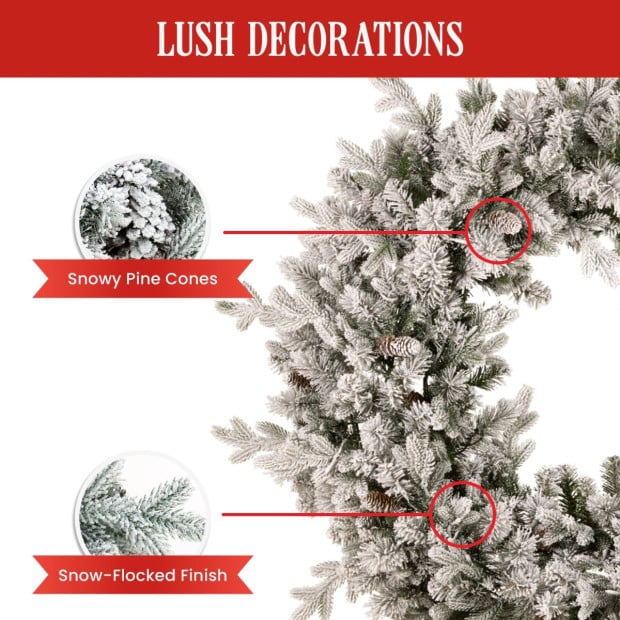 National Tree Company Snowy Dorchester Pre-Lit Christmas Wreath - 122cm Image 7
