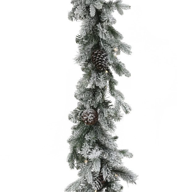 Christmas Garland with Lights- Electric 274cm Snowy Dorchester Image 2