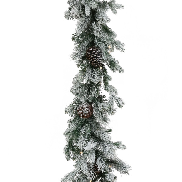 Christmas Garland with Lights - Battery Operated 274cm Snowy Dorchester Image 2