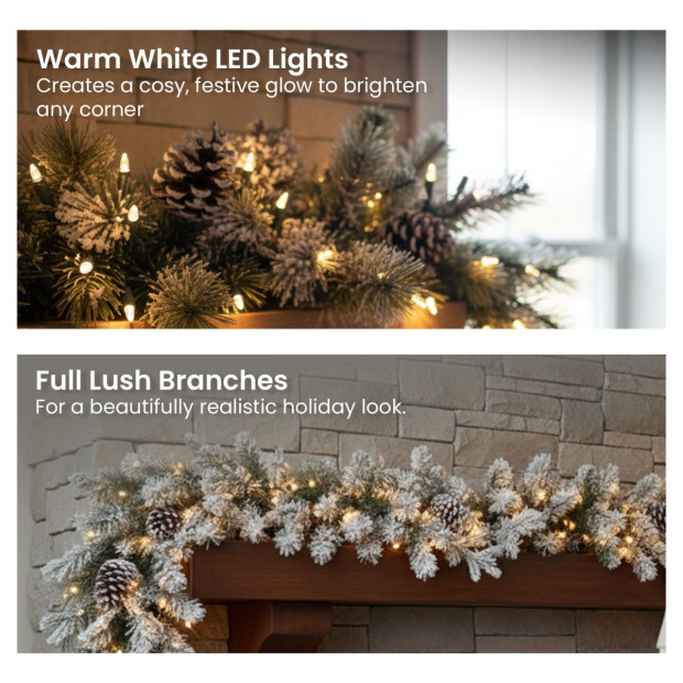 Christabelle 2.7m Christmas Garland Snowy with Lights Dorchester Tree Decoration Ornament Image 4