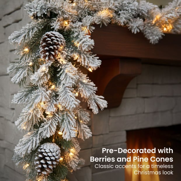 Christabelle 2.7m Christmas Garland Snowy with Lights Dorchester Tree Decoration Ornament Image 5