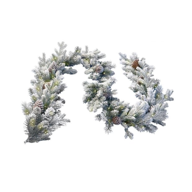 Christabelle Christmas Garland with Lights- Electric 274cm Snowy Dorchester