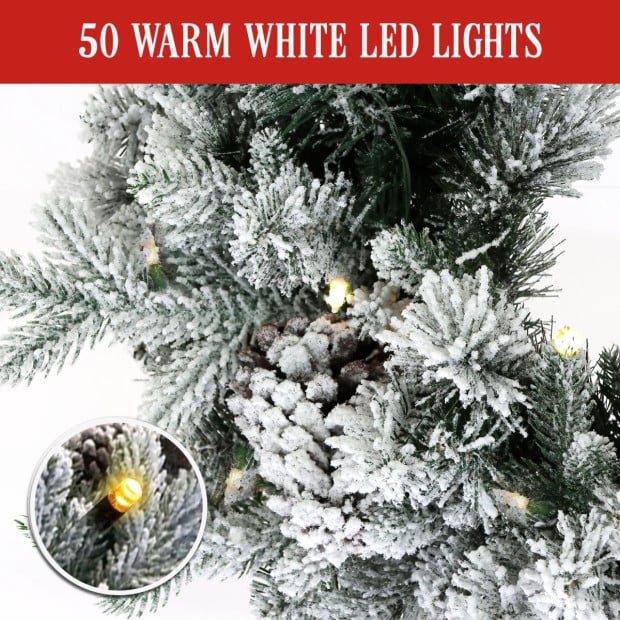 Christmas Wreath with Lights- 61cm Snowy Dorchester Image 4