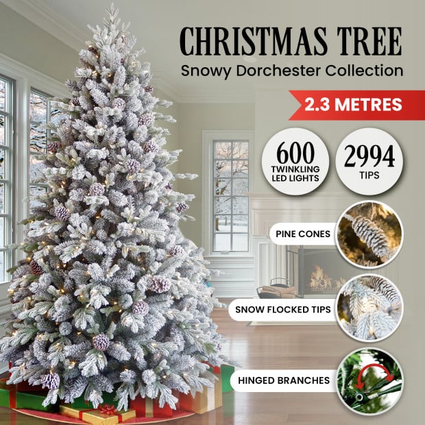 National Tree Company 2.3m Snowy Dorchester Pre-Lit Christmas Tree