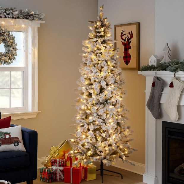 National Tree Company 7.5 ft Snowy Dorchester Pencil Christmas Tree Image 6