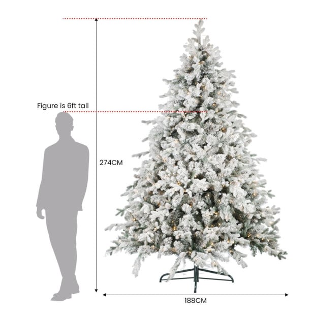 9ft Christmas Tree with Twinkle Lights- Snowy Dorchester Image 3