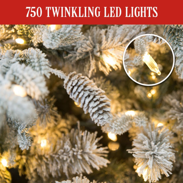 9ft Christmas Tree with Twinkle Lights- Snowy Dorchester Image 4