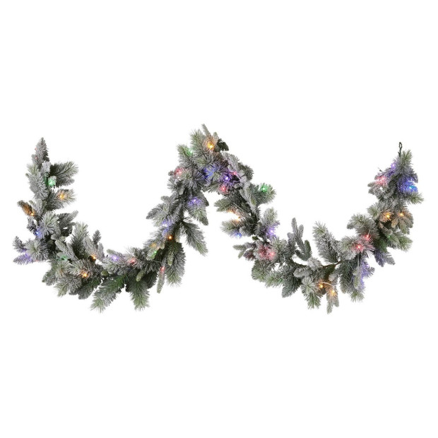 National Tree Company 274cm Battery-Operated Christmas Garland - Snowy Stamford Spruce Image 2