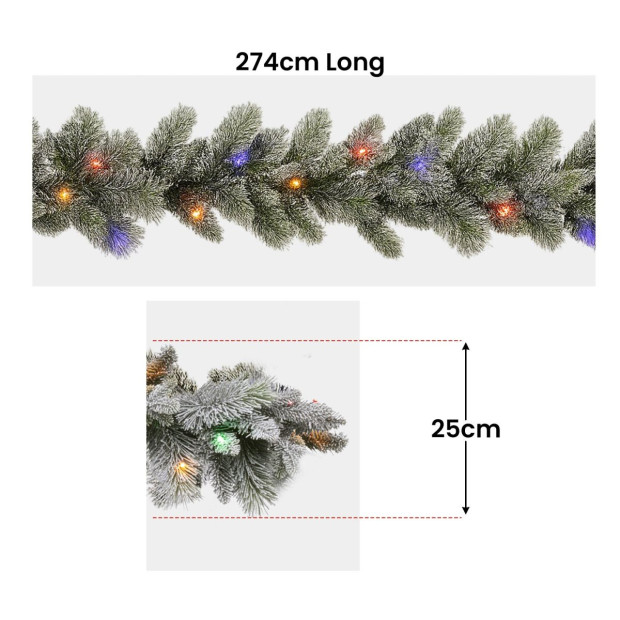 National Tree Company 274cm Battery-Operated Christmas Garland - Snowy Stamford Spruce Image 3