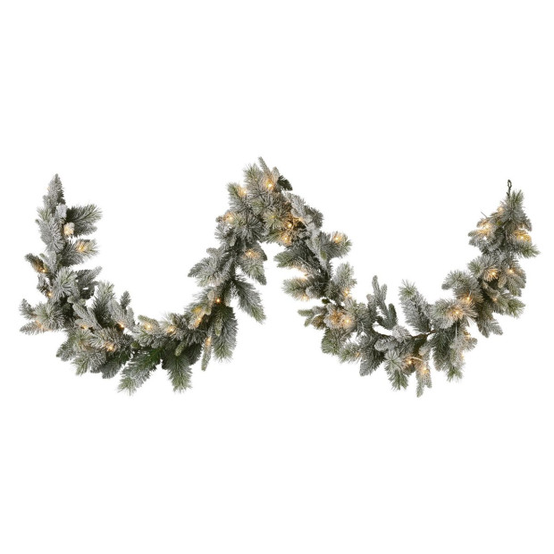 National Tree Company 274cm Battery-Operated Christmas Garland - Snowy Stamford Spruce Image 4