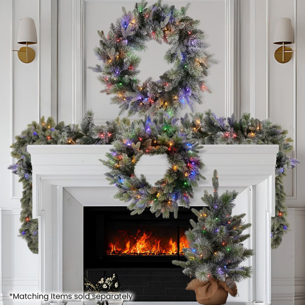 National Tree Company 274cm Battery-Operated Christmas Garland - Snowy Stamford Spruce Image 8