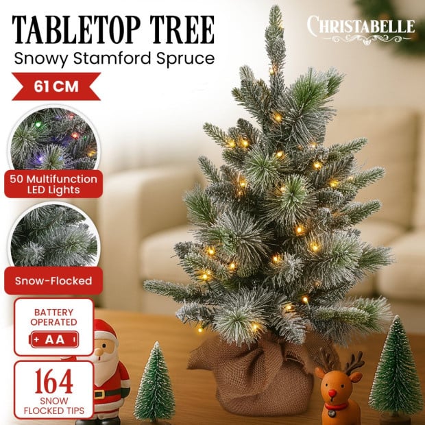 National Tree Company 61cm Battery-Operated Christmas Tree - Snowy Stamford Spruce