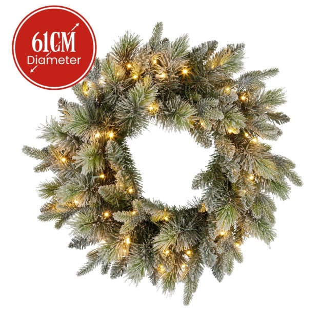 National Tree Company 61cm Battery-Operated Christmas Wreath - Snowy Stamford Spruce Image 3