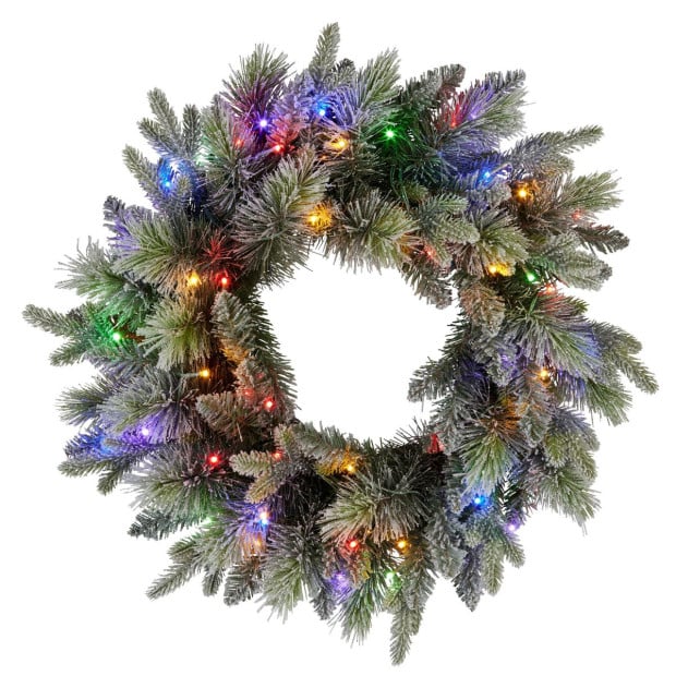 National Tree Company 61cm Battery-Operated Christmas Wreath - Snowy Stamford Spruce Image 4