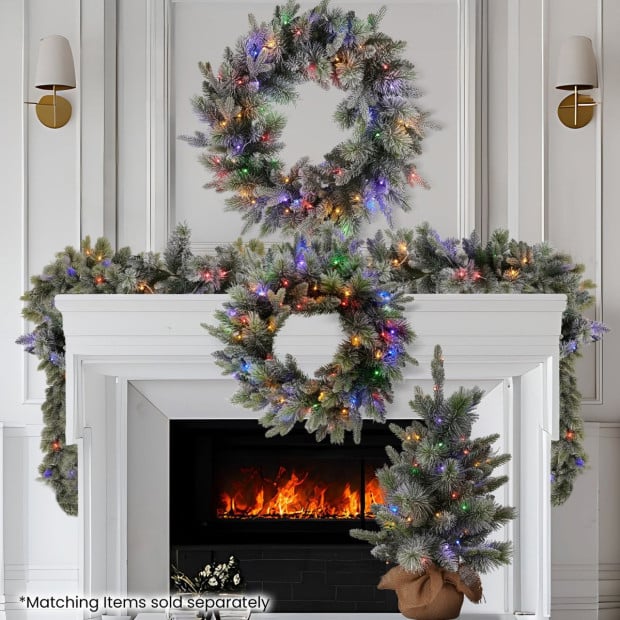National Tree Company 61cm Battery-Operated Christmas Wreath - Snowy Stamford Spruce Image 8