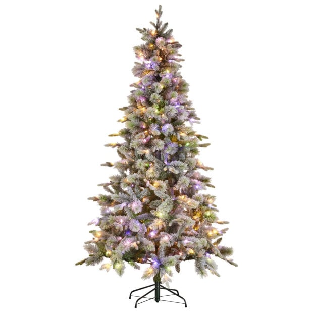 National Tree Company Snowy Stamford Spruce 7.5 ft Christmas Tree w/ LED Lights Image 2