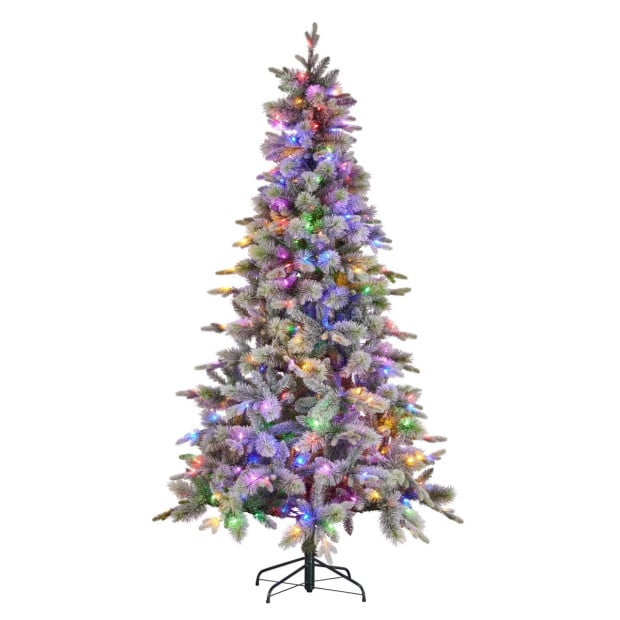 National Tree Company Snowy Stamford Spruce 7.5 ft Christmas Tree w/ LED Lights Image 4