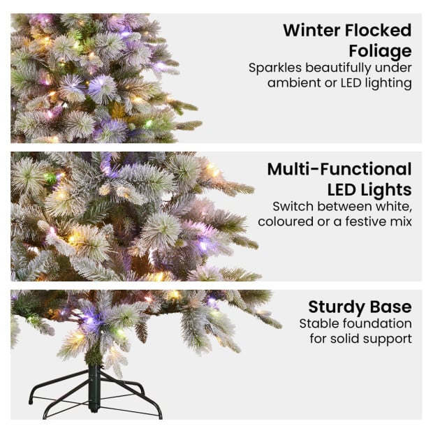 National Tree Company Snowy Stamford Spruce 7.5 ft Christmas Tree w/ LED Lights Image 5
