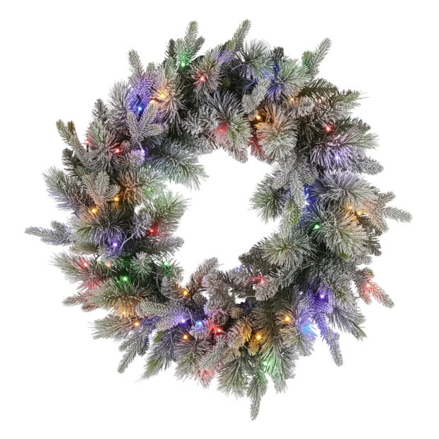 National Tree Company 76cm Battery-Operated Christmas Wreath - Snowy Stamford Spruce Image 4