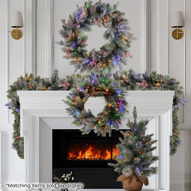 National Tree Company 76cm Battery-Operated Christmas Wreath - Snowy Stamford Spruce Image 8
