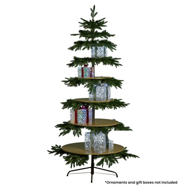 2.3m Christmas Display Tree with 5 Shelves & Foliage Image 2