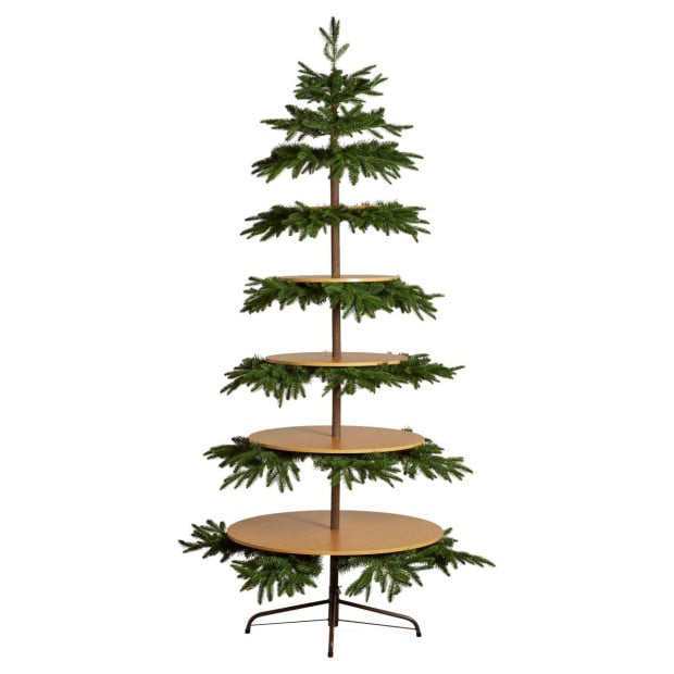 2.3m Christmas Display Tree with 5 Shelves & Foliage Image 3